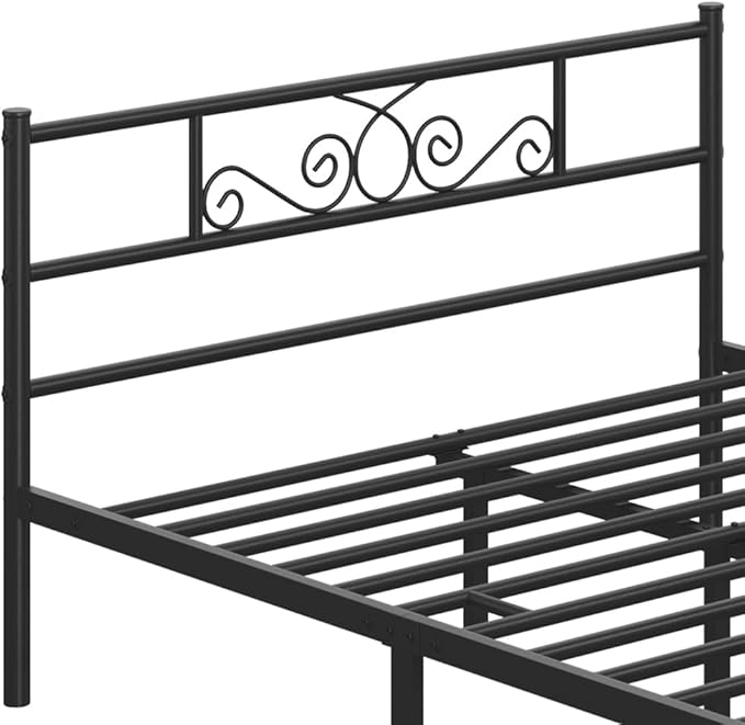 Yaheetech Queen Bed Frames Metal Platform Bed with Headboard&Footboard for Bedrooms/No Box Spring Needed/Easy Assembly/Underbed Space: 12.6’’/Black Queen Bed