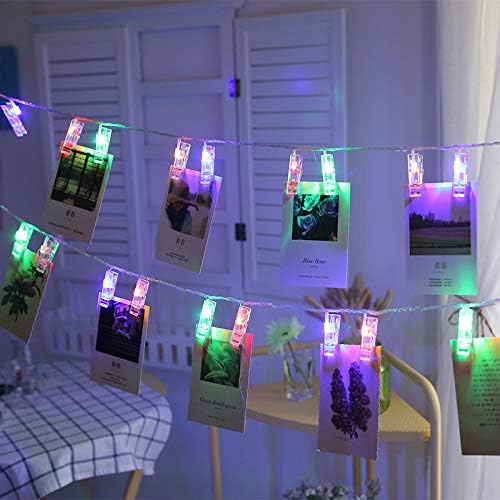 LED Photo String Lights 20 Photo Clips Battery Powered Fairy Twinkle Lights, Wedding Party Home Decor Lights for Hanging Photos, Cards and Artwork Multicolor