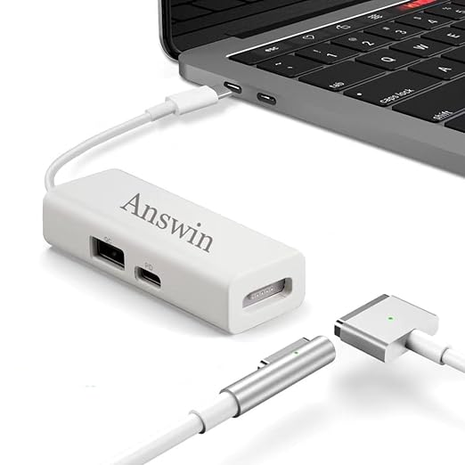 Mag-Safe to USB C Adapter 3-in-1 Mag-Safe 1 & 2 Adapter & USB C PD & QC USB (Charing Only) for iPhone 15 Series, M1/M2 MacBook, MacBook Air and More USB-C Devices