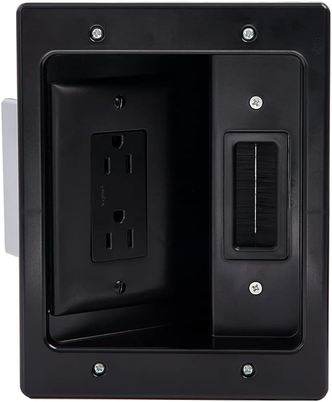 Legrand - On-Q in-Wall TV Cable Management Kit, Recessed Power & Low Voltage Bridge for TVs, UL Listed DIY Wire Hider Solution, HT2102WHV1, Black