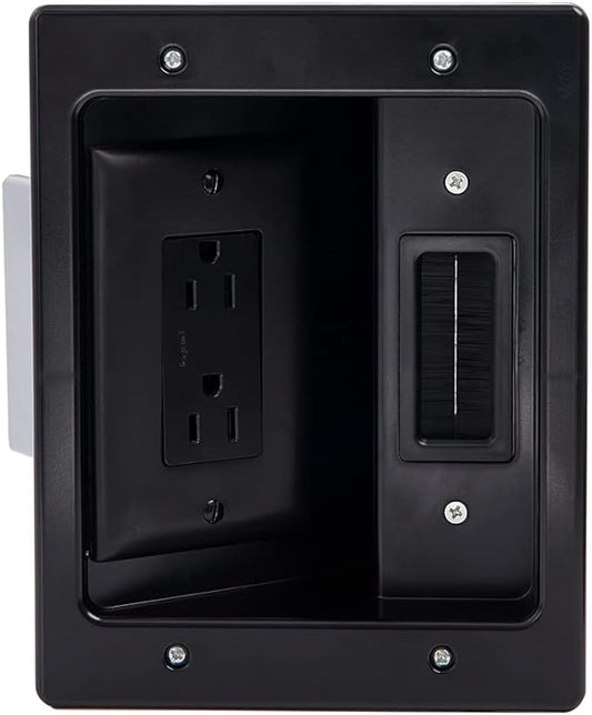 Legrand - On-Q in-Wall TV Cable Management Kit, Recessed Power & Low Voltage Bridge for TVs, UL Listed DIY Wire Hider Solution, HT2102WHV1, Black