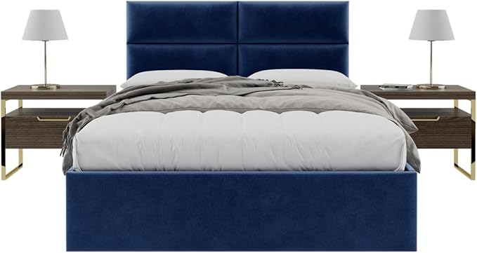 Vänt Upholstered Wall Panels - Queen/Full Size Wall Mounted Velvet Headboards - Velvet Navy - Set of 4 Panels (Each Individual Panel 30"x11.5")
