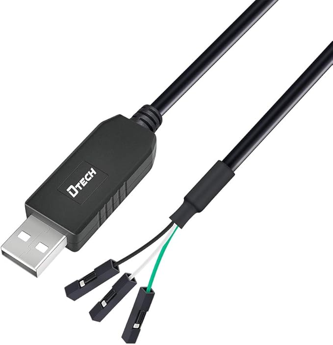 DTECH 3ft USB to TTL Serial Cable 3.3V 3 Pin TX RX Signal UART Adapter Debug Cord Genuine FTDI FT232RL Chip Compatible with Windows 11 10 8 7 Linux MAC OS 3Pin 3v3 2.54mm Dupont Female Header