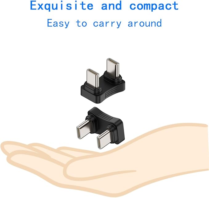 USB-C Type C Male to Male Coupler Extender Power Data Adapter Opposite U Shape Back Angled Type C Adapter, Support PD 65W Fast Charging for Mobile Phone, Tablet, Laptop, etc