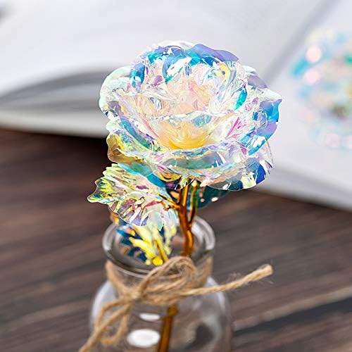 20PCS Artificial Colorful Flowers Galaxy Rose Crystal Flower Glass Rose Gifts for Wedding, Mother' s Day Memorable Days, Color A