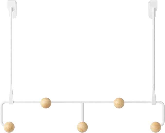 Umbra Estique Over The Door Coat Rack & Multi-Use Organizer, for Coats, Bags, Hats & More, Small, White/Natural (Pack of 3)
