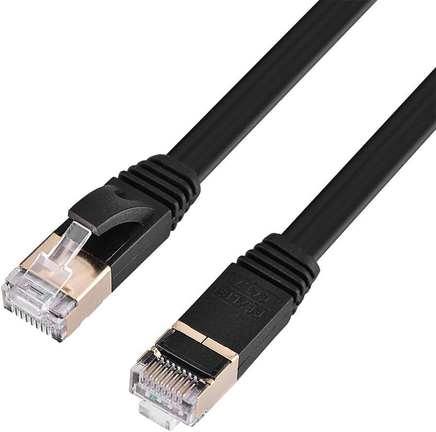 Zerone CAT 7 Ethernet Cable, 1.5M Retractable Shielded LAN Network Cable Flat RJ45 600MHz