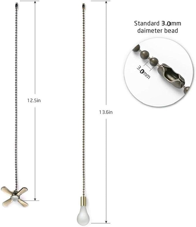 Ceiling Fan Pull Chains 13.6 Inches Fan Pulls 2 Pcs Ceiling Fan Pull Cord Fan Pull Set for Ceiling Fan Light and Lamps