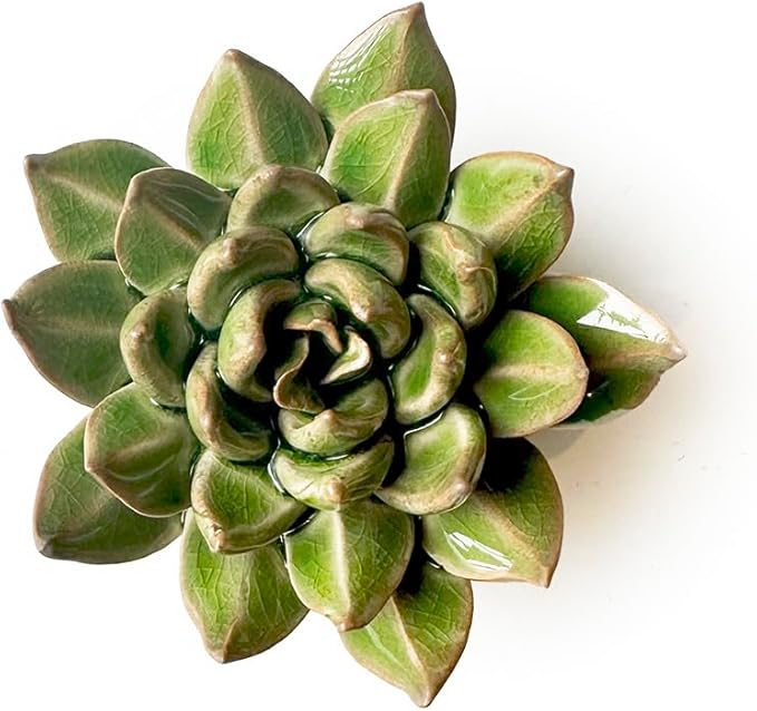 CHIVE ‘Coral’ Artificial Plant — Beautiful, Decorative Ceramic Flower — Unique Tablescape Piece — Small Set of 3 (Mint Flower, Small Green Succulent, Yellow Rose)