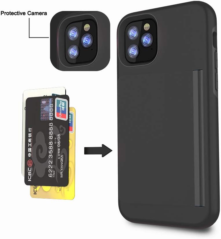 iPhone 12 Mini Case with Card Holder, Protective Wallet Case - Black, Credit Card Slot