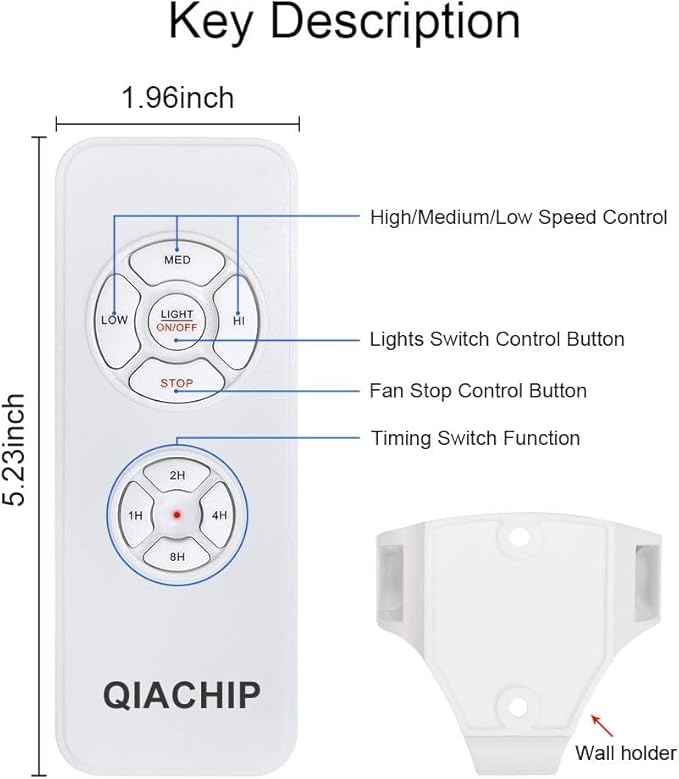 QIACHIP Universal Ceiling Fan and Lights Wireless Remote Control Kit 3-in-1 Ceiling Fan Light 4 Timing & 3 Speed Wireless Remote Control and Receiver Kits for Ceiling Fan Lamp