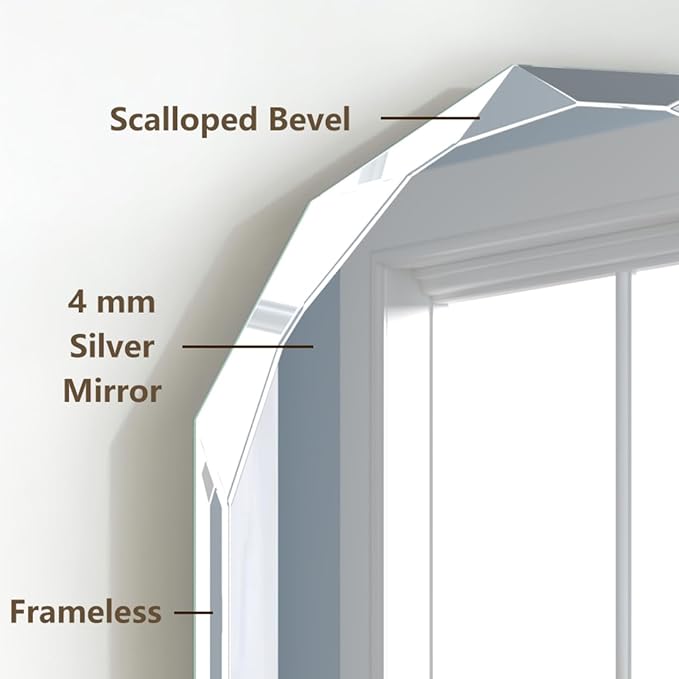 Silver Wall Mirror-Beveled Edge Frameless Mirror for Bathroom, Vanity, Bedroom, Rectangle Mirrors（19.5X27.6inch）
