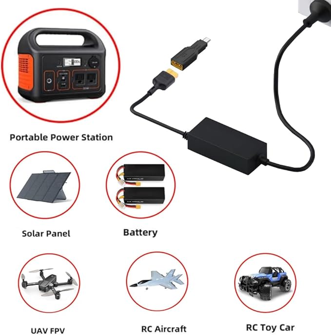 2Pcs XT60 Male to Type C Male Adapter USB C to XT60 Connector Connection USB C Cable USB C Charger Suitable for Laptop, Model, Energy Storage Power Supply, Cell Phone, Monitor Power Supply