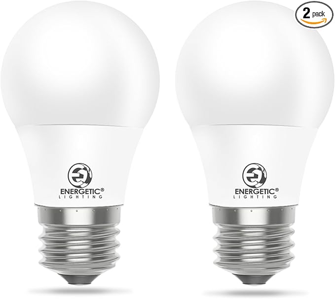 Energetic 5.5W A15 LED Refrigerator Bulb, 40 Watt Equivalent, 5000K Daylight, Dimmable A15 Ceiling Fan Light Bulbs, E26 Base, 2 Pack