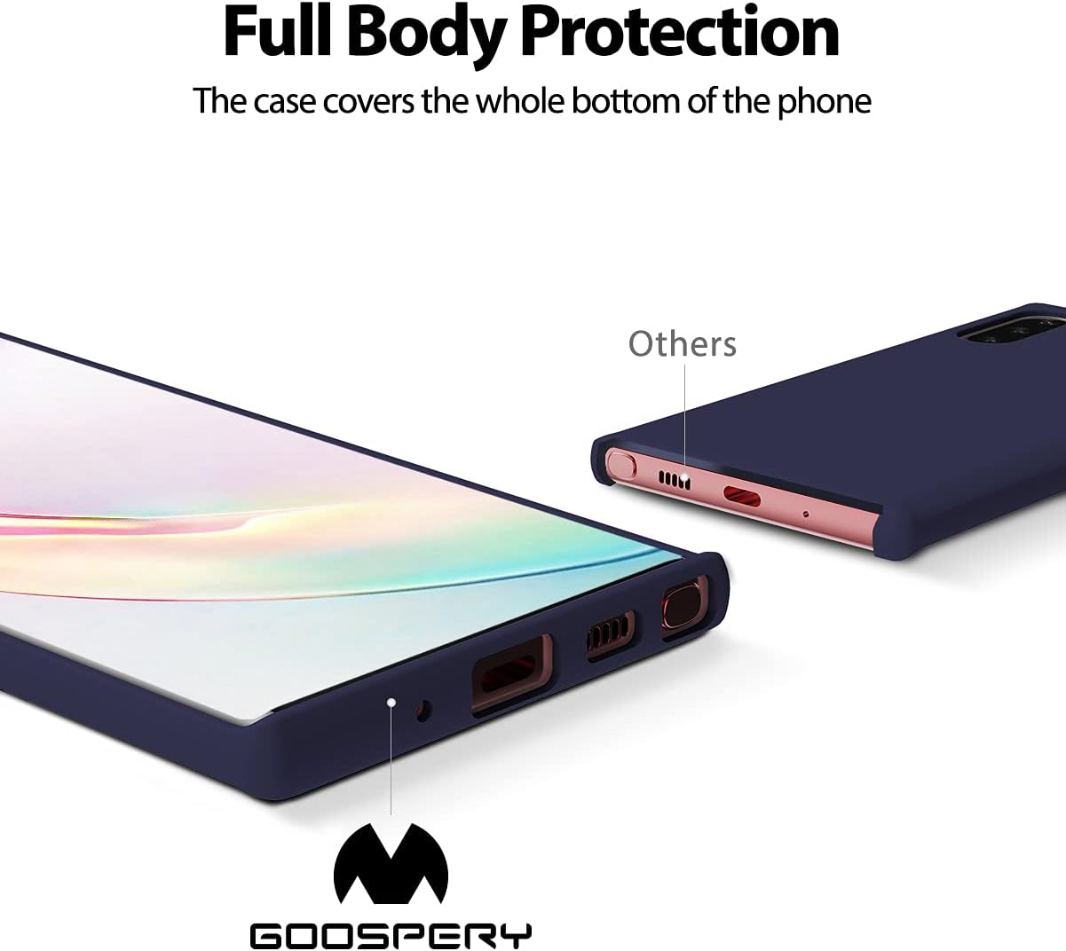 GOOSPERY Liquid Silicone Case for Galaxy Note 10 (2019) - Shockproof Cover with Silky-Soft Touch, Blue Navy