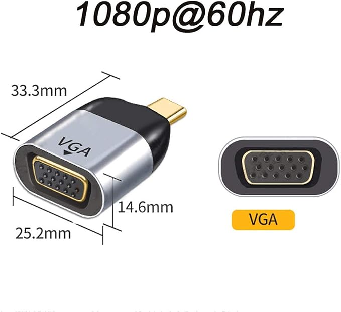 chenyang USB C to VGA Adapter VGA to USB Type C Cable Monitor Adapter for Tablet Phone Laptop 1080p 60hz
