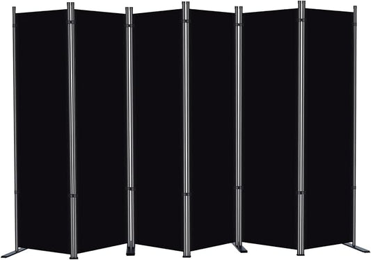 RANTILA 6 Panel Room Divider, 6 FT Folding Privacy Screen with Wide Feet, Freestanding Partition for Room Separation, Portable Room Divider Panel, 133" W x 71" H, Black