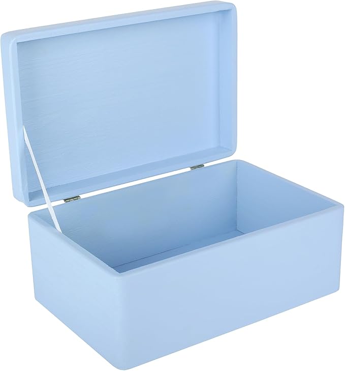 Large Blue Wooden Box Storage with Hinged Lid | 11.8 x 7.87 x 5.51 inches (+-0.5) | Gift Box Storage | Product NOT Intended for 15 Years OR Below