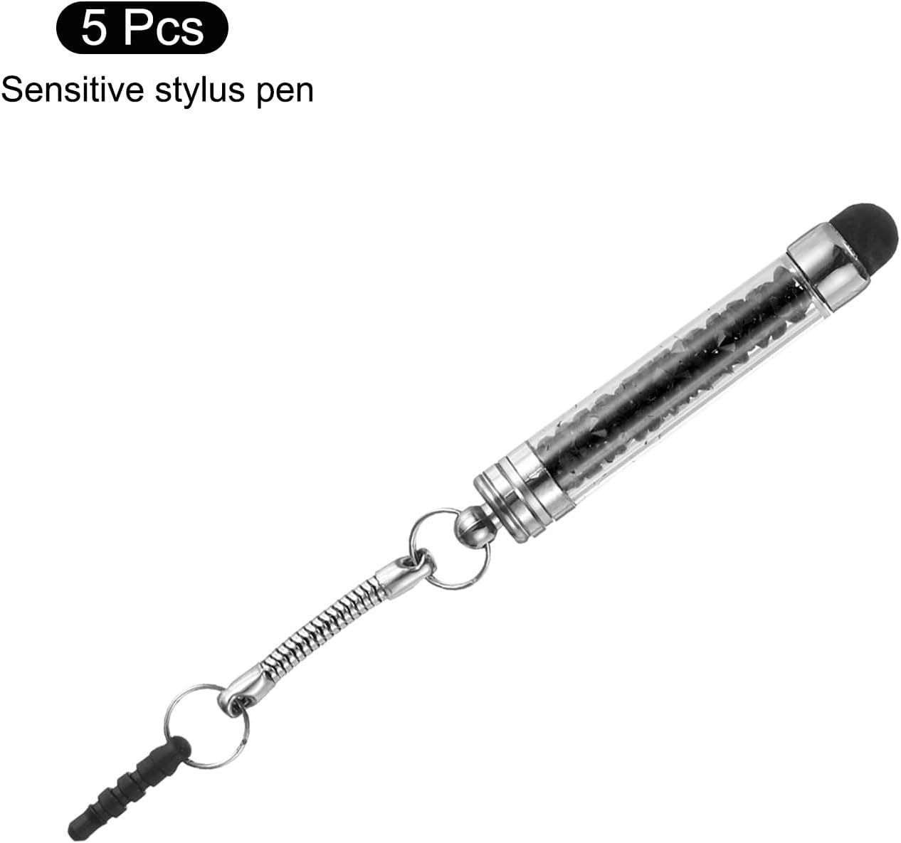 MECCANIXITY 5pcs Mini Crystal Diamond Stylus Pens for Touchscreen Devices, Universal Compatibility (Black)