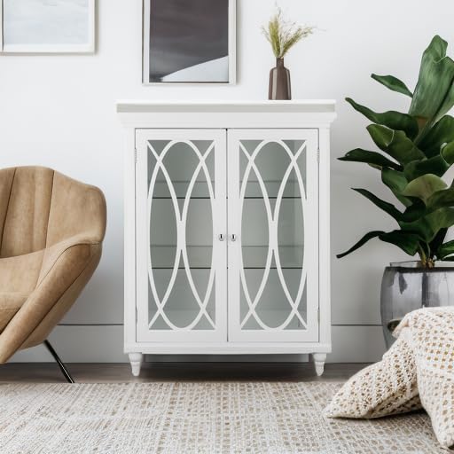 Teamson Home Florence 26 in. x 32 in. 2-Door Freestanding Wooden Floor Cabinet with Adjustable Shelves for Storage Solutions in Bathrooms, Kitchens, Laundry Rooms, Home Offices, White