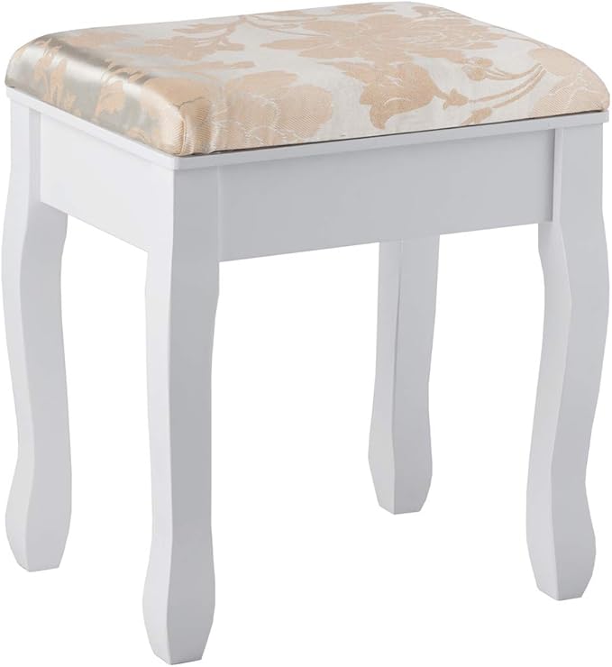CHARMAID Makeup Vanity Set with Mirror and Cushioned Stool, Dressing Table with 5 Drawers and Removable Storage Organizers, Bedroom Makeup Table with Stool for Women Girls (White)