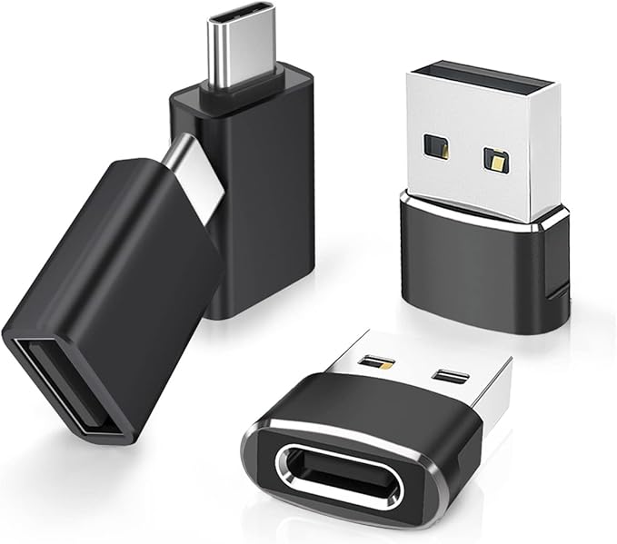 Elebase 4Pack USB to USB C Adapter with Type C Male to 3.0 Female Adaptor,Thunderbolt 4 to USBA OTG Converter Block Plug for iPhone 17 17e 16 15 Pro Max Air,Mouse,Samsung S26 S25,iPad,iWatch 11,Car