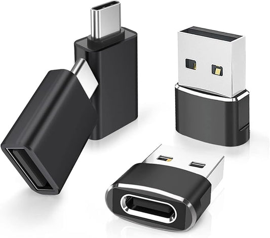 Elebase 4Pack USB to USB C Adapter with Type C Male to 3.0 Female Adaptor,Thunderbolt 4 to USBA OTG Converter Block Plug for iPhone 17 17e 16 15 Pro Max Air,Mouse,Samsung S26 S25,iPad,iWatch 11,Car