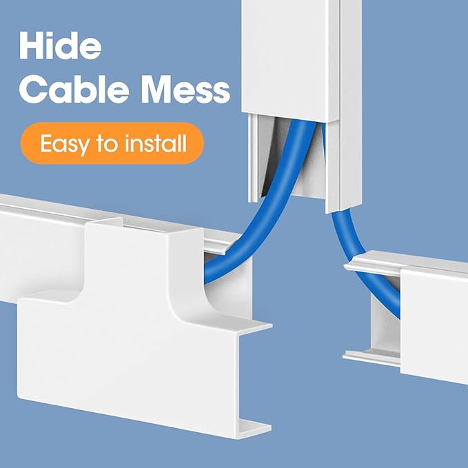 315in Cord Hider Kit, Cord Covers for Wires on Wall, Cord Hider for Wall Mount tv, tv Cable Hider Wall kit, Paintable Cable Raceway, Wire Covers for Cords, 20X L15.7in X W0.59in X H0.4in, White