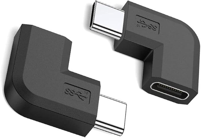 90 Degree Type USB C Adapter, 2 Pack USB C to USB-C Fast Charger and Transfer Converter [Right Angle] Compatible for Switch, Notebook Computers, Tablet, and Other Type C Cable Devices