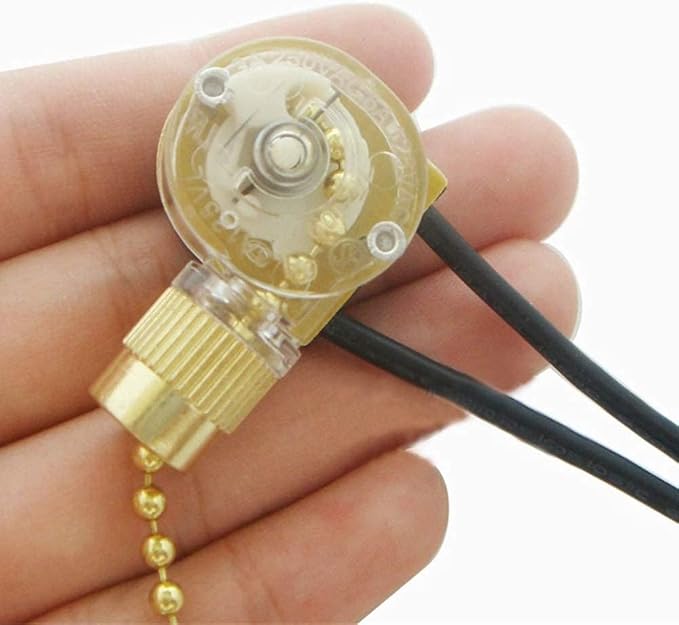 Pull Chain Switch Zing Ear ZE-109 Ceiling Fan Switch Ceiling Fan Light Lamp Replacement 2 Pack Brass
