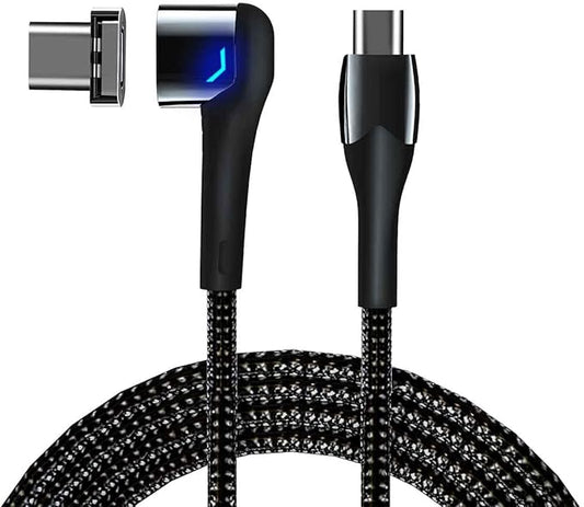 USB C Magnetic Cable (5ft L-Shape), USB2.0 Type C Right Angle Cord with PD 100W Charge and 480Mbps Data Transfer, Compatible for MacBook Pro/Air iPad Pro and More USB C Devices