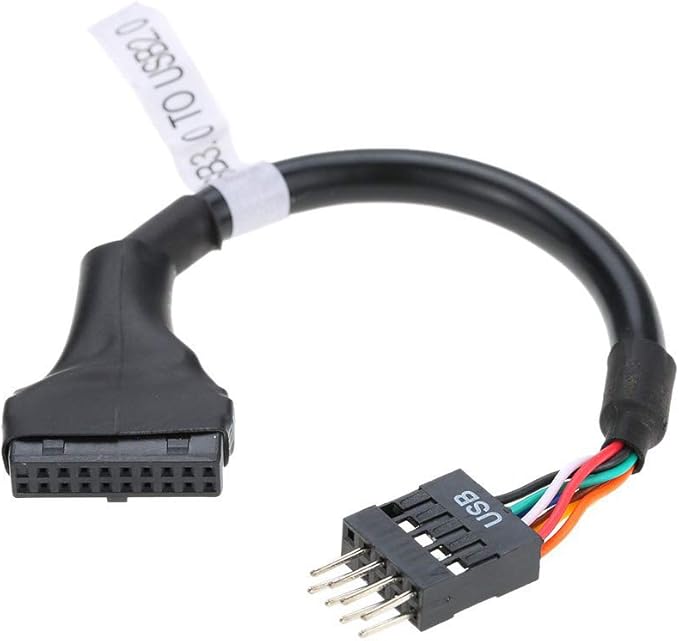 cablecc 2pcs USB 2.0 9Pin to USB 3.0 20pin Housing Header Female Cable Reversible for Motherboard