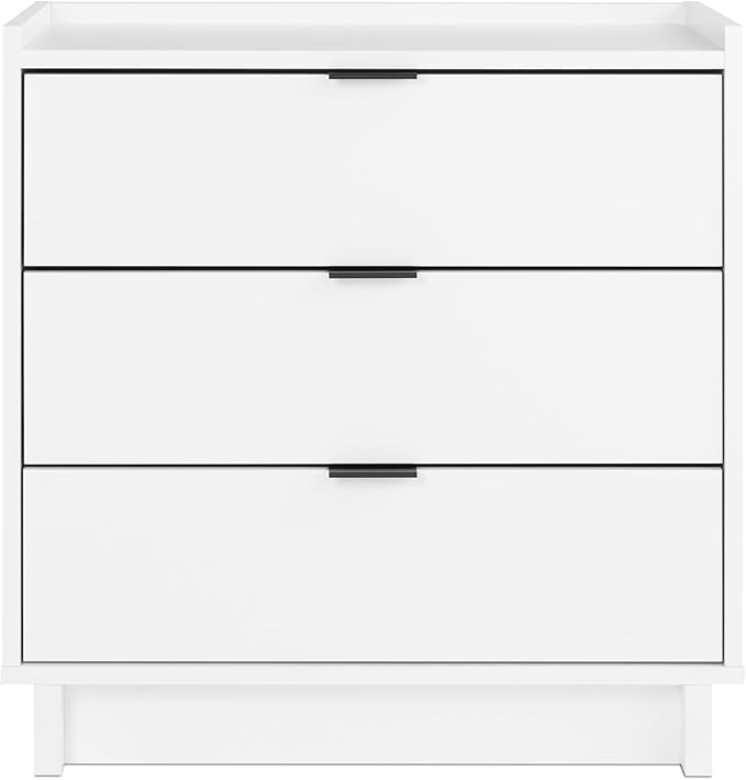 Prepac Simply Modern Nightstand Bedside Table, White Nightstand for Bedroom, End Table with 3 Drawers 26.5" W x 26.75" H x 16" D