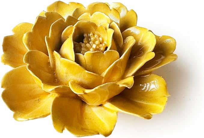 CHIVE ‘Coral’ Artificial Plant — Beautiful, Decorative Ceramic Flower — Unique Tablescape Piece — Small Set of 3 (Mint Flower, Small Green Succulent, Yellow Rose)