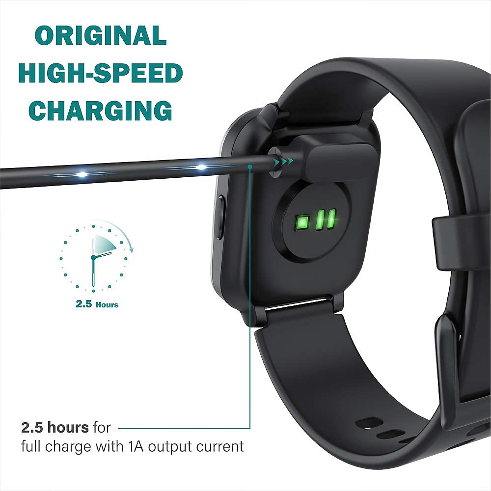 Magnetic USB Charger Cable for SOMTLERK Smart Watches, Compatible with SOMTLERK A221 1.91" Smartwatch (2 Pack-Black)