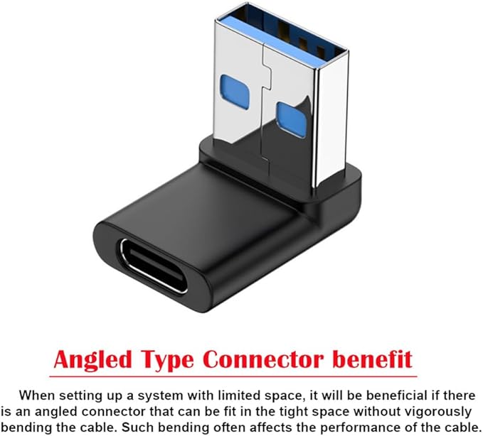 NFHK USB-C Type C Female 90 Degree Down Angled to USB 3.0 A Male Data Adapter for Laptop Desktop