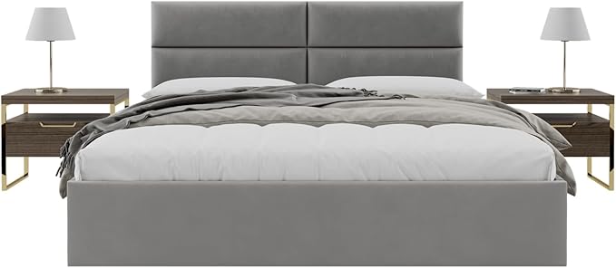 Vänt Upholstered Wall Panels - King/Cal King Size Wall Mounted Velvet Headboards - Velvet Smoke Grey - Twin/King - Set of 4 Panels (Each Individual Panel 39"x11.5")