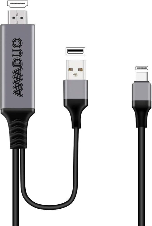 USB C to HDMI Adapter with Charging Cable, Type c to HDMI Adapter 4K 30Hz Compatible with MacBook 2018 iPad Pro,iMac,ChromeBook Pixel,Galaxy S9 Note9 S10 Surface Book Pro- 6.6FT (6.6FT, Black)