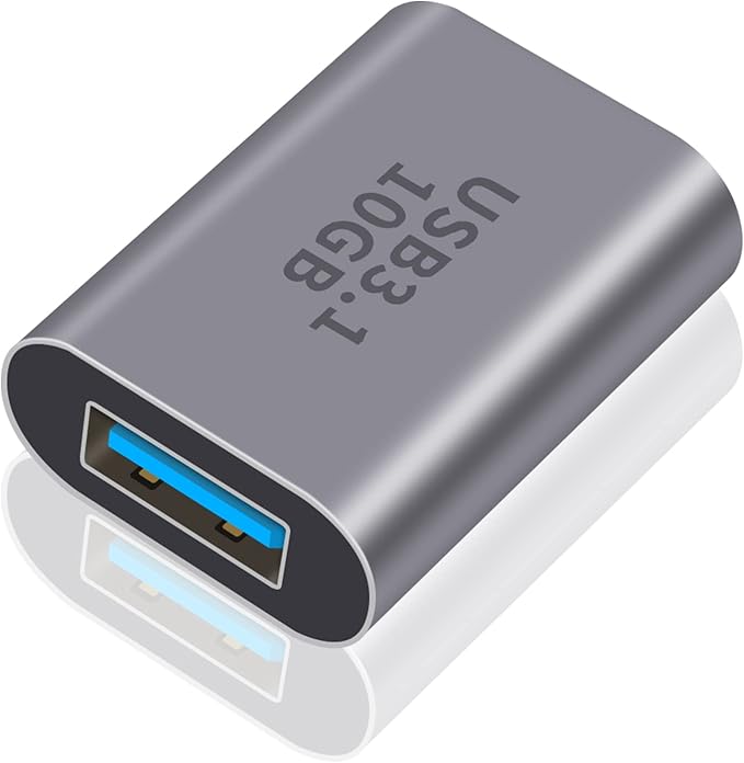 Poyiccot USB C to A Adapter 10Gbps, USB C Female to USB A Female Adapter 3.1 Gen2, Double-Side Transmission Type C to Type A Converter Compatible with iPhone, MacBook Pro, Galaxy, 1-Pack