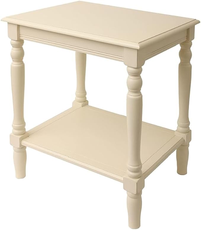 Decor Therapy Simplify Oak Wood Accent Storage Shelf End Table, Traditional Style, Antique White - (24" x 19.5" x 15.75")