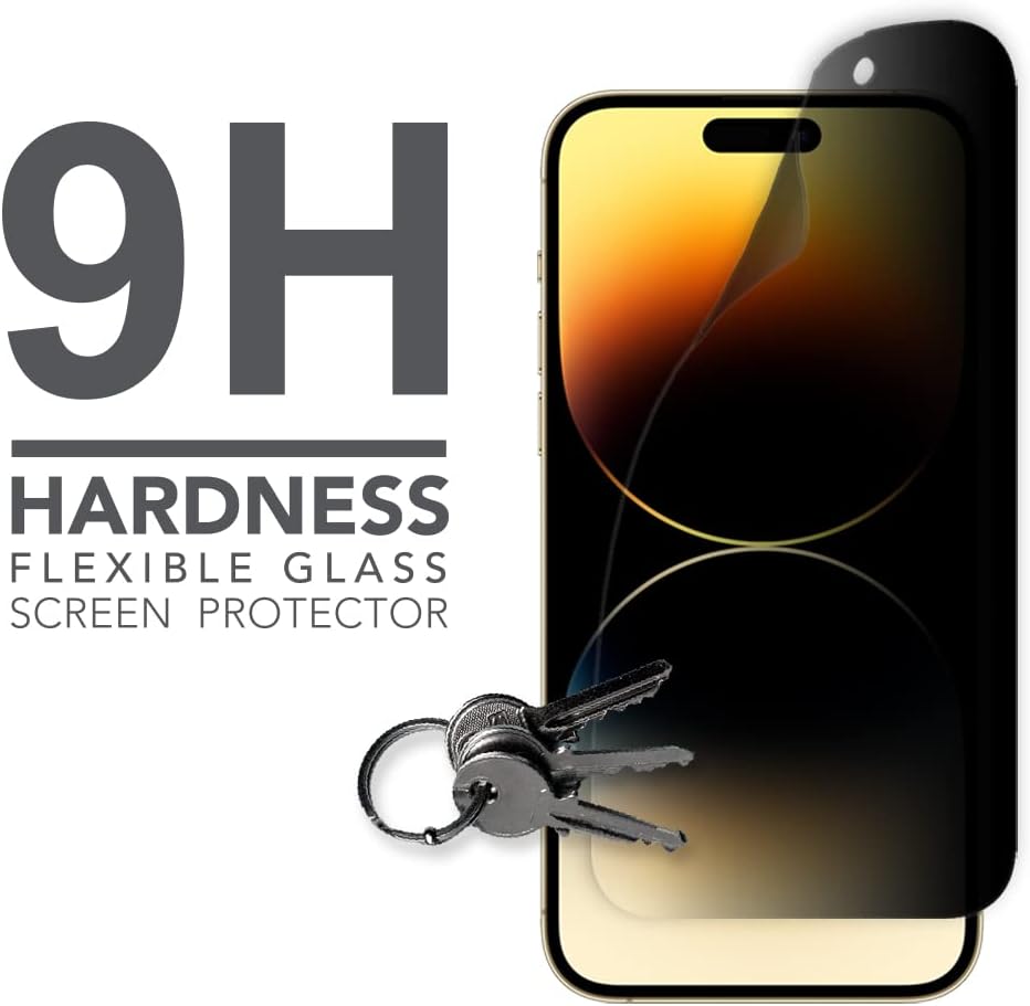 iPhone 14 Pro Max ARMOR Flexible Glass Screen Protector, 9H Privacy Guard for ultimate protection.