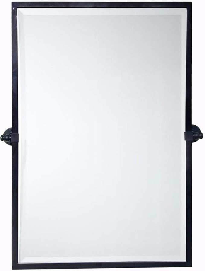 TEHOME 28.5 x 36'' Black Metal Framed Pivot Rectangle Bathroom Mirror Tilting Beveled Vanity Mirrors for Wall…