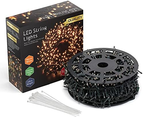 Quntis 164ft 2000 LED Cluster Christmas Lights - Dark Green Wire Cluster Christmas Tree Lights - 8 Modes Outdoor Waterproof Strands Christmas String Lights for Holiday Wedding Party Decor, Warm White
