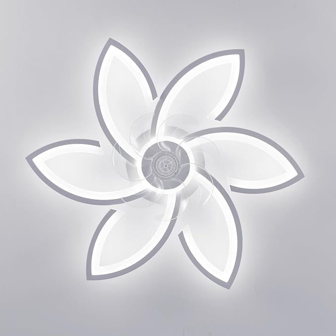 Ceiling Fan with Lights Remote Control, White Flower Ceiling Fan with Light, 3 Light Color Modern Low Profile Flush Mount Ceiling Fan for Kitchen Bedroom Living Room