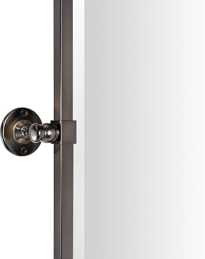 TEHOME Pivot Tilting Bathroom Vanty Mirror Rectangle Oil Rubbed Bronze Metal Framed Beveled Wall Mirror, Overall 23.9 x 30 inches (Mirrror 20 x 30 inches)