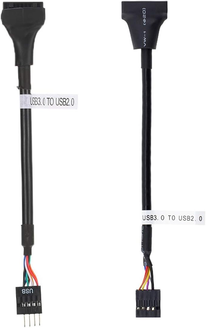cablecc 2pcs USB 2.0 9Pin to USB 3.0 20pin Housing Header Female Cable Reversible for Motherboard