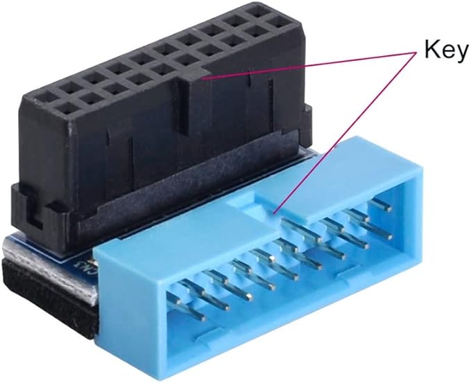 CY Adapter 2pcs/lot Up & Down Angled USB 3.0 20Pin 19Pin Male to Female Extension Adapter 90 Degree