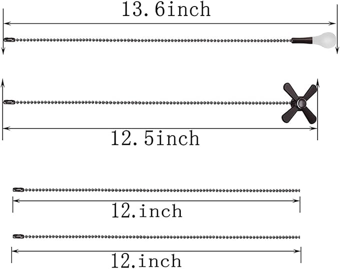 Ceiling Fan Pull Chain Extender, 𝟮𝟰 𝗶𝗻𝗰𝗵 Extra Long with Decorative Frosted Glass Bulb and Fan Cord,Fit All Standard 3mm Diameter Ceiling Fans (Antique)