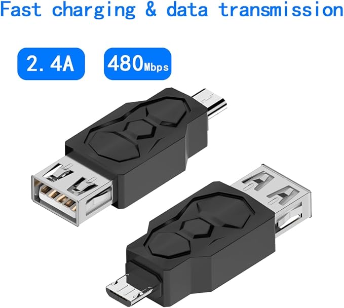 Micro USB 2.0 Male to USB Female Connector, USB Female to Micro USB Male Converter Adapter for S7 S6 Edge S4 S3, LG G4, Android Windows Tablets