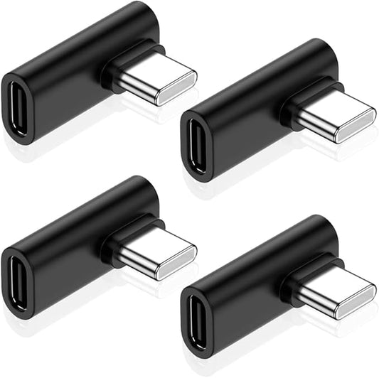 USB C Right Angle Adapter (4 Pack), Type C Male to Female 90 Degree Connector, 10 Gbps Data Transfer, Thunderbolt 4/3 Extender for Laptop, Tablet, Phone and More Type C Devices